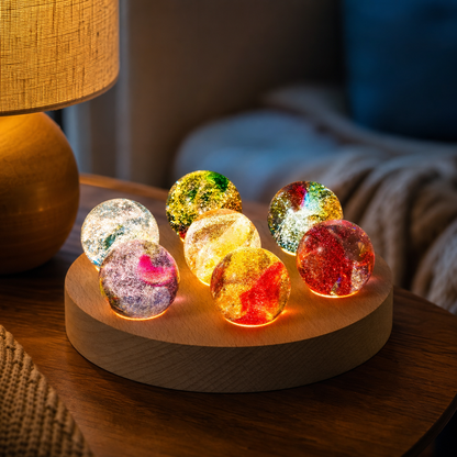 Glass Crystal Ball with Wooden Stand