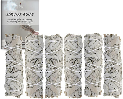 White Sage Smudge Sticks Bundle, 6-Pack