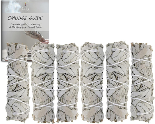 White Sage Smudge Sticks Bundle, 6-Pack