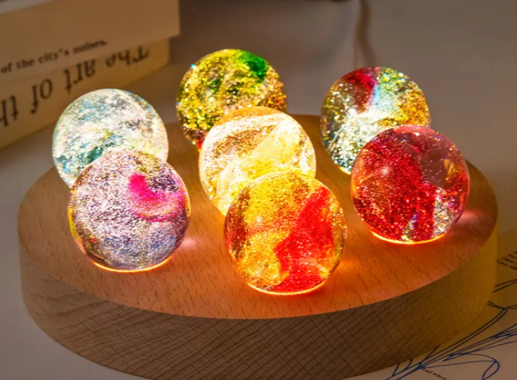 Glass Crystal Ball with Wooden Stand