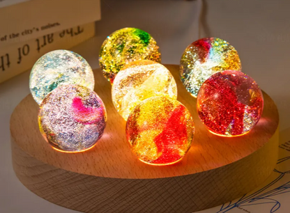 Glass Crystal Ball with Wooden Stand