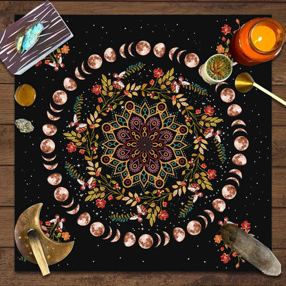 Tarot Reading Cloth - Moon Phase Mandala